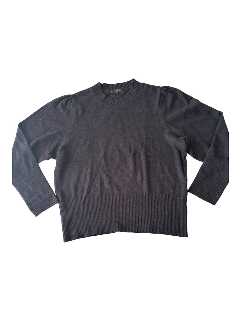 J.Crew Re-Imagined Merino Wool Alpaca Puff Sleeve Sweater Black XL